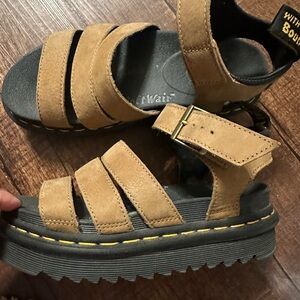 Dr. Martens Blaire Tan Suede platform sandals